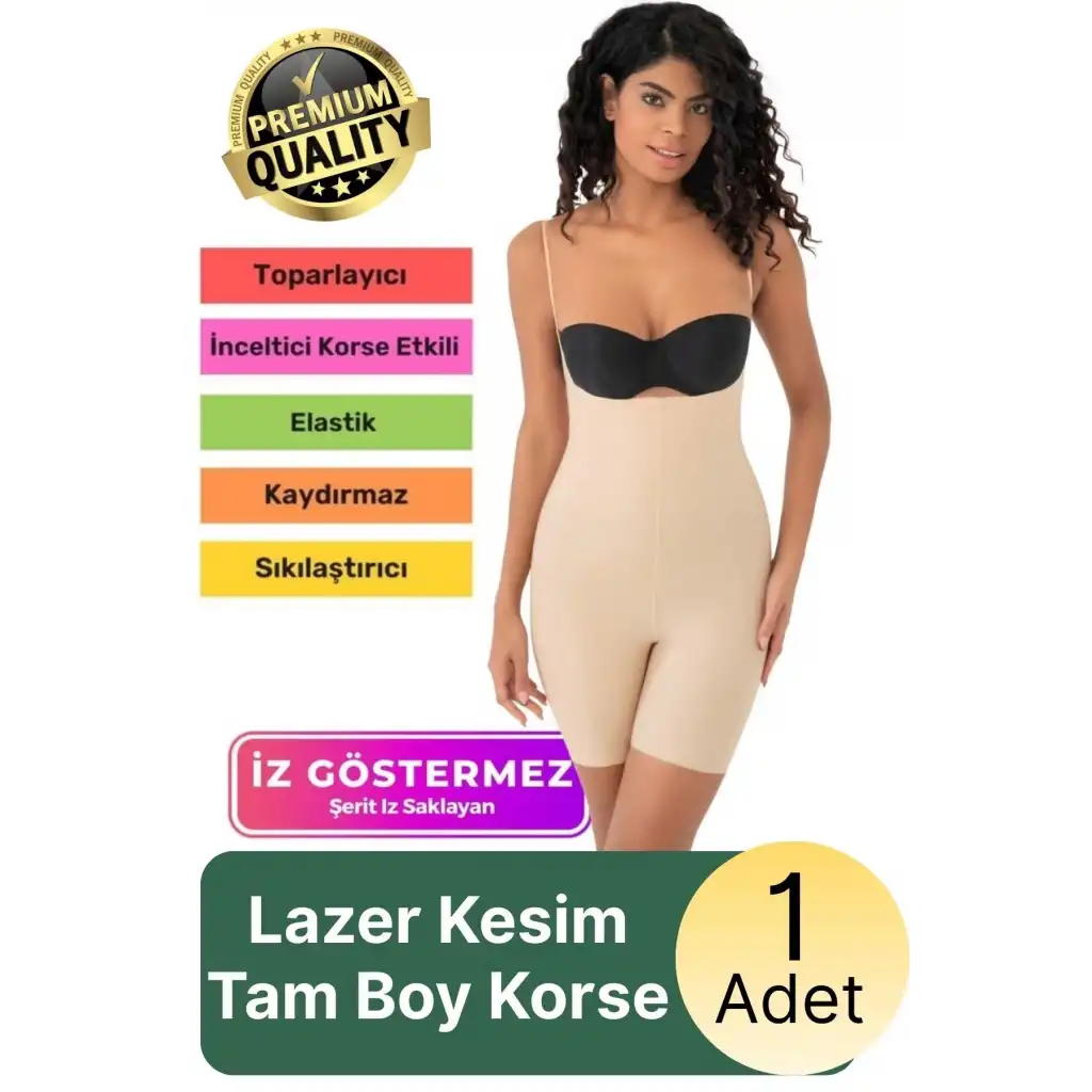 #Korse Sıkılaştırıcı İz Bırakmayan Kaymayan 2 Beden Küçülten Kadın Lazer Kesim Tam Boy Askılı Korse