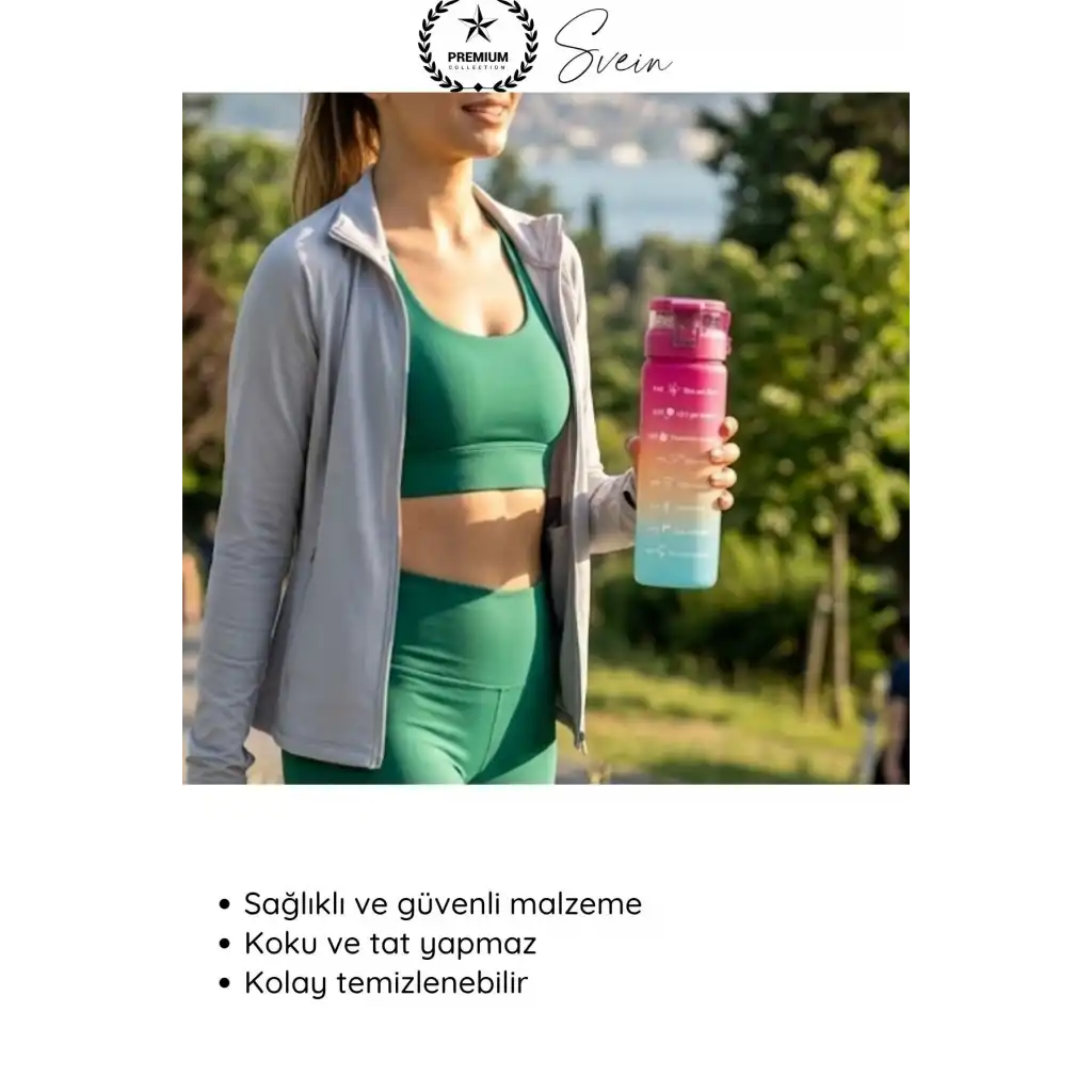 #Suluk 550 ml Cam Motivasyon Su Şişesi Matarası Ölçekli Günlük Taşınabilir Sızdırmaz Kapaklı