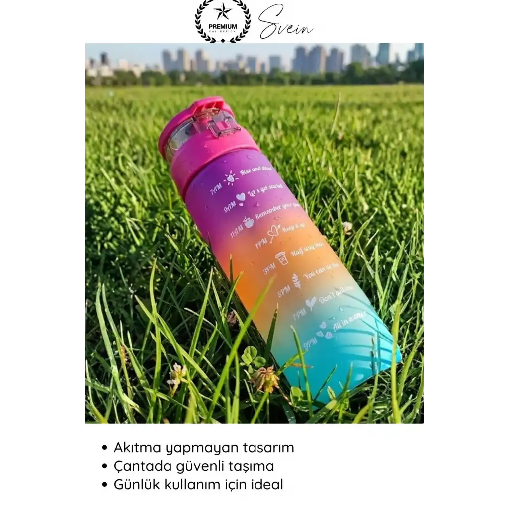 #Suluk 550 ml Cam Motivasyon Su Şişesi Matarası Ölçekli Günlük Taşınabilir Sızdırmaz Kapaklı