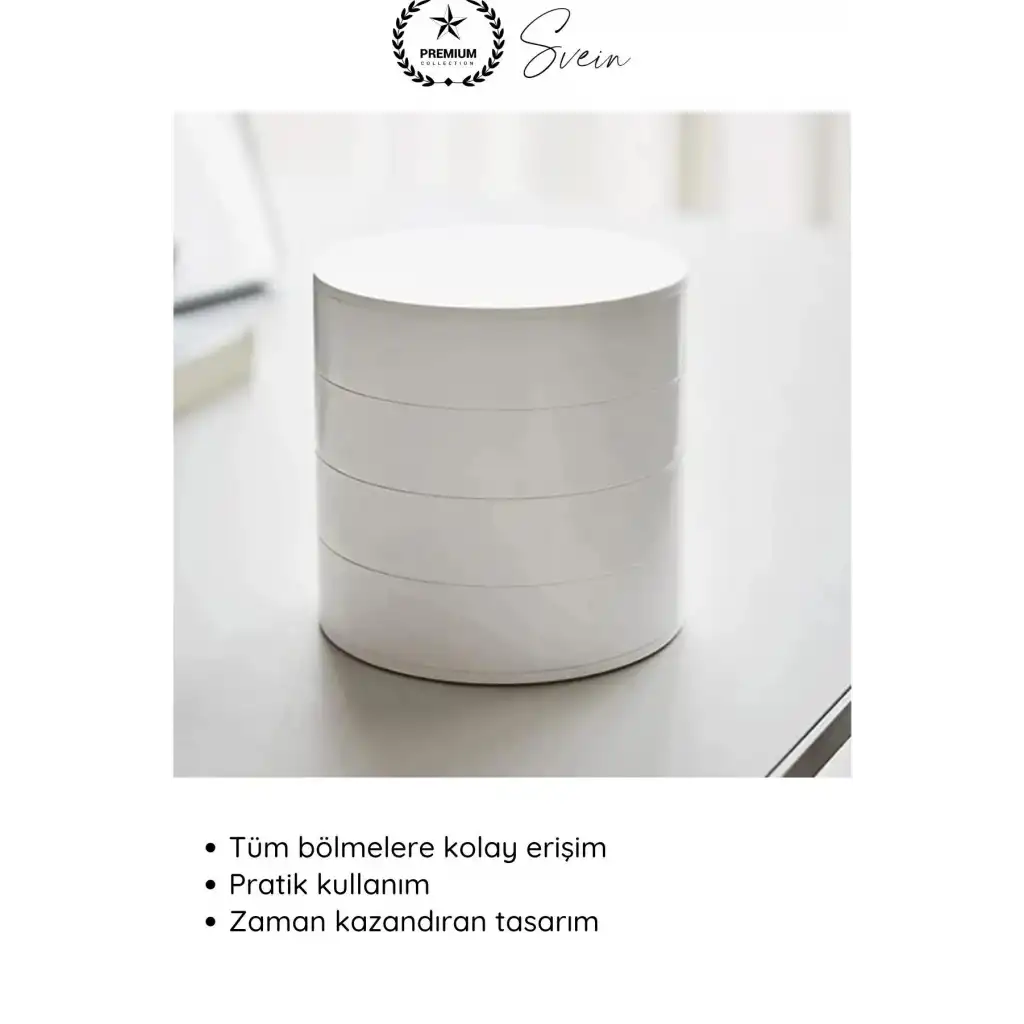 #TakıOrganizer 4 Katlı Döner Takı Organizeri 360 Derece Beyaz Takı Kutusu Yuvarlak Dekoratif Şık