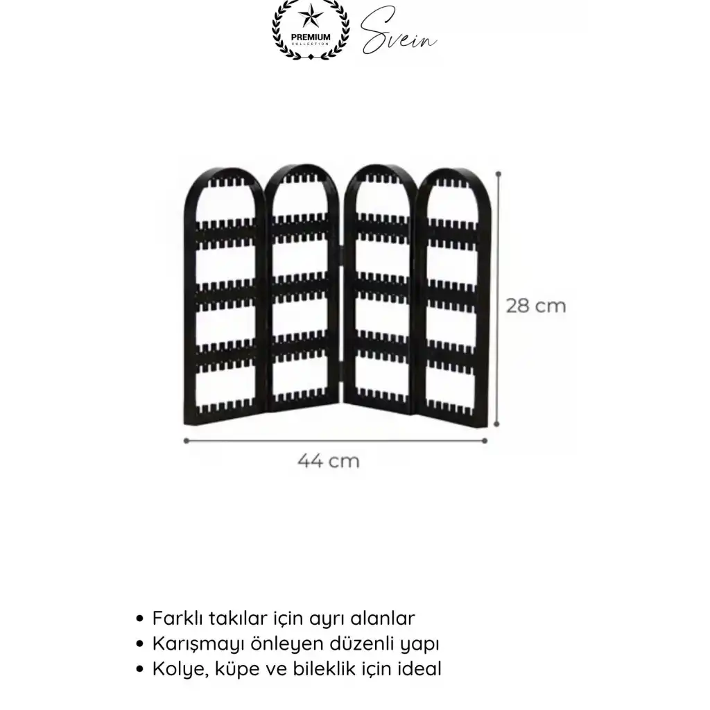 #Organizer Siyah Askılı Takı Organizeri 4 Bölmeli Masaüstü Şık Plastik Kolye Küpe Bileklik İçin