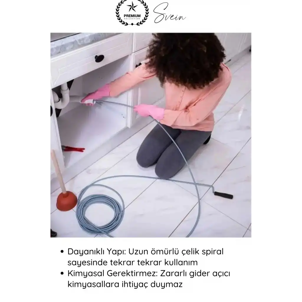 #KanalAçıcı Kanal Açma Sustası 10 m 13 mm Profesyonel Lavabo Gider Açıcı Spirali Güçlü Temizlik