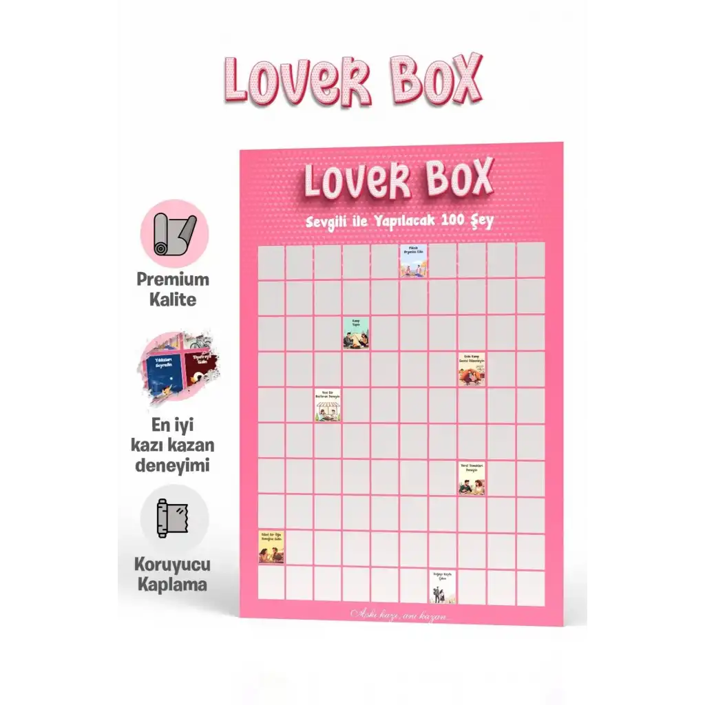#Poster Çiftlere Özel Anı Listesi Romantik Eğlenceli Sevgiliyle Yapılacak 100 Şey Kazı Kazan Posteri