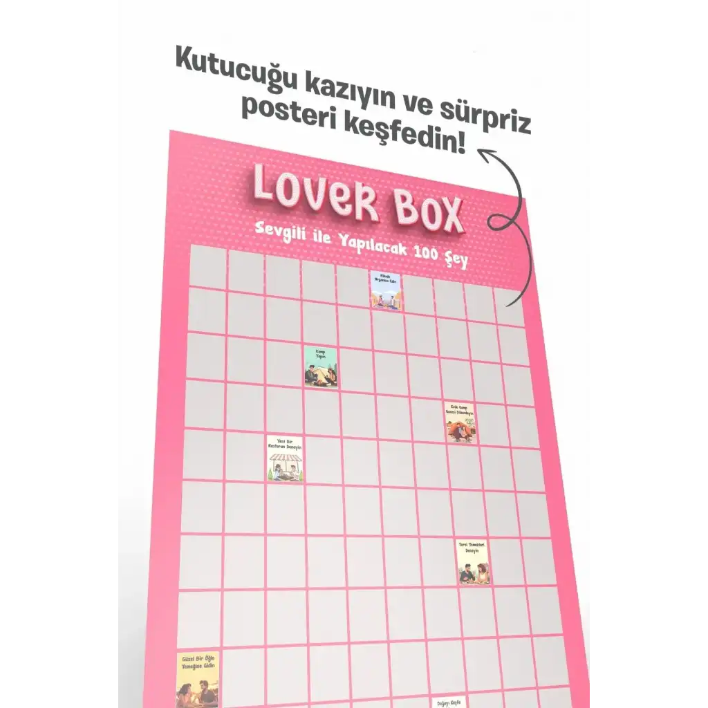 #Poster Çiftlere Özel Anı Listesi Romantik Eğlenceli Sevgiliyle Yapılacak 100 Şey Kazı Kazan Posteri
