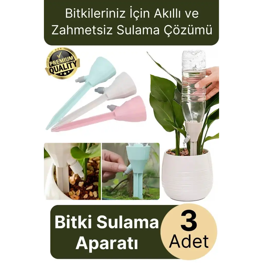 #Bitki Kontrollü Düzenli Damlatma Ayarlanır Başlık Pet Şişe Uyumlu 3lü Otomatik Bitki Sulama Aparatı