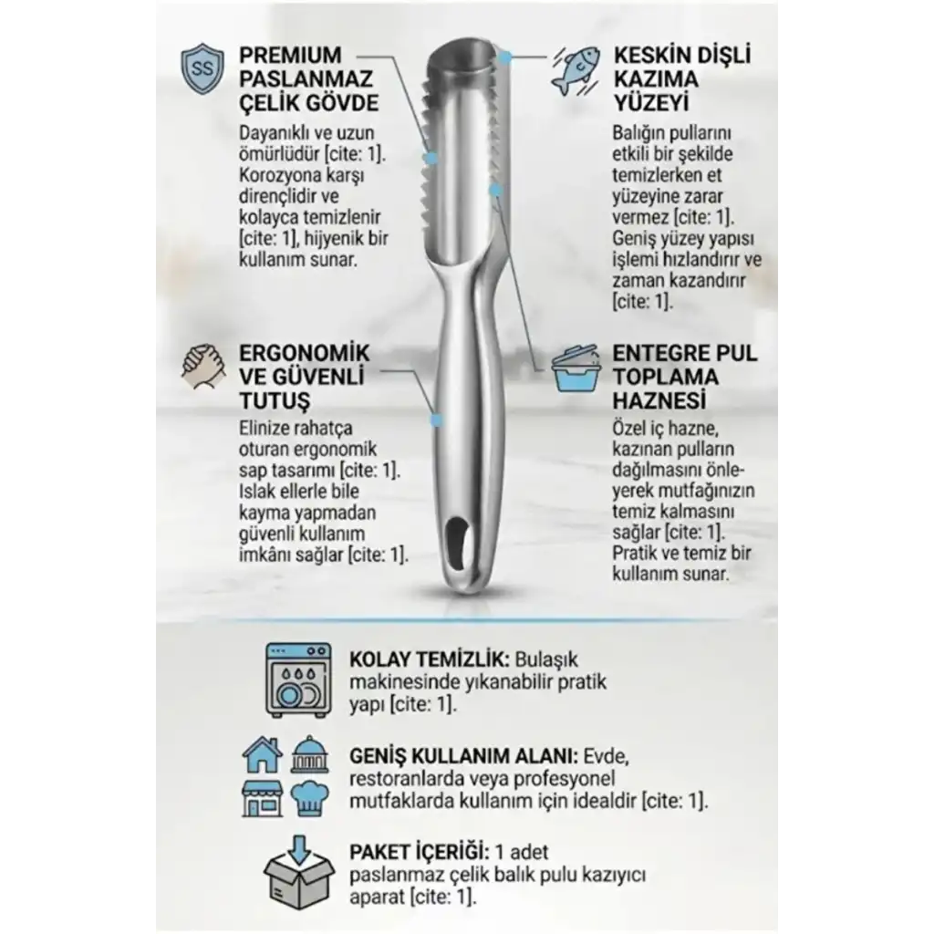 #BalıkPulu Mutfakta Zamandan Tasarruf Pratik Hijyenik Paslanmaz Çelik Balık Pulu Kazıyıcı Aparat