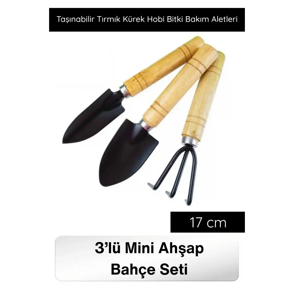 #Tırmık 3’lü Mini Ahşap Bahçe Seti Taşınabilir Tırmık Kürek Hobi Bitki Bakım Aletleri Kazma Kürek Saksı Toprak Eşeleme Kazı Ekme Edevatı Dayanıklı Sağlam Uzun Ömürlü Hafif Kolay Kullanım Düzenleme