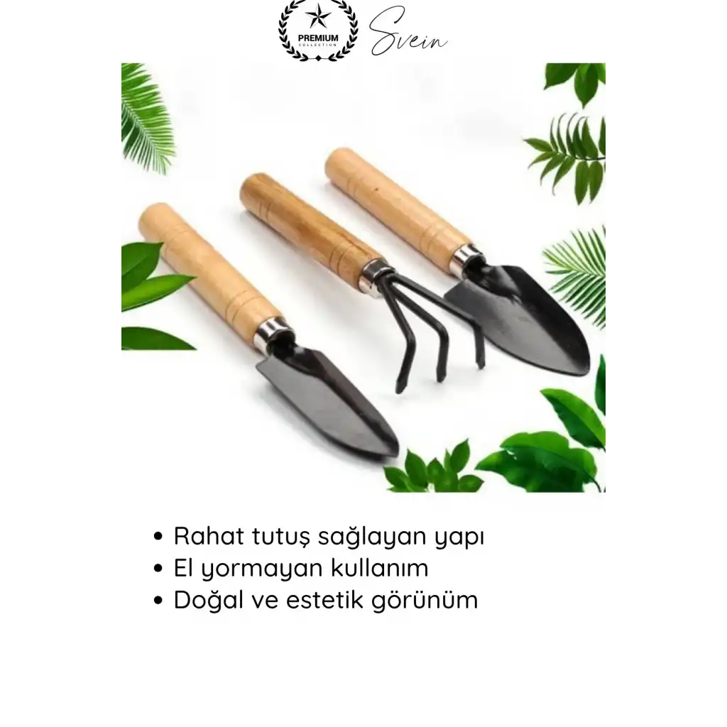 #Tırmık 3’lü Mini Ahşap Bahçe Seti Taşınabilir Tırmık Kürek Hobi Bitki Bakım Aletleri Kazma Kürek Saksı Toprak Eşeleme Kazı Ekme Edevatı Dayanıklı Sağlam Uzun Ömürlü Hafif Kolay Kullanım Düzenleme