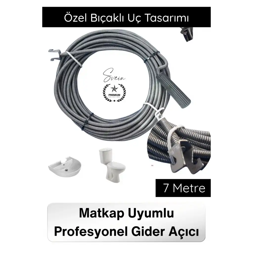 #KanalAçıcı 7 Metre Spiral Kanal Açma Susta Matkap Uyumlu Bıçaklı Pimaş Gider Açıcı Boru Temizleme Aparatı Klozet Lavabo Profesyonel Tıkanık Boru Tamir Pratik Derin Temizlik Esnek Çelik Hortum