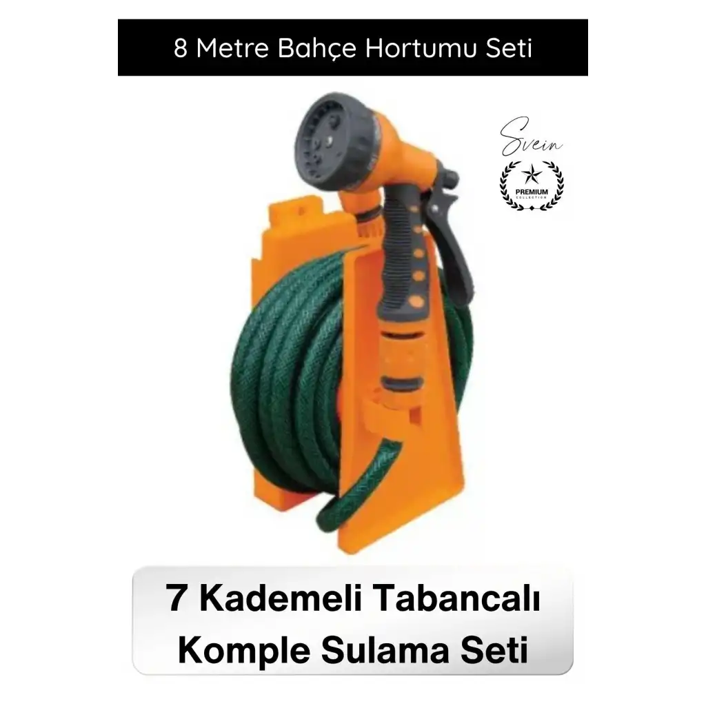 #SulamaSeti 8 Metre Bahçe Hortumu Seti 7 Kademeli Sulama Tabancası ve Standlı Komple Set Pratik Kullanışlı Balkon Teras Garaj Araba Yıkama İçin İdeal Uzun Dayanıklı Portatif Yer Kaplamaz Kolay
