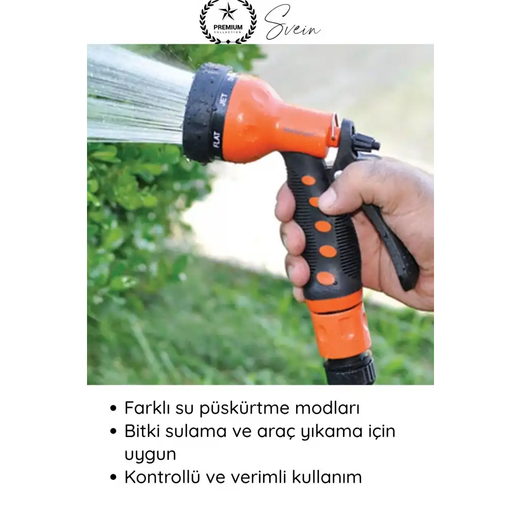 #SulamaSeti 8 Metre Bahçe Hortumu Seti 7 Kademeli Sulama Tabancası ve Standlı Komple Set Pratik Kullanışlı Balkon Teras Garaj Araba Yıkama İçin İdeal Uzun Dayanıklı Portatif Yer Kaplamaz Kolay