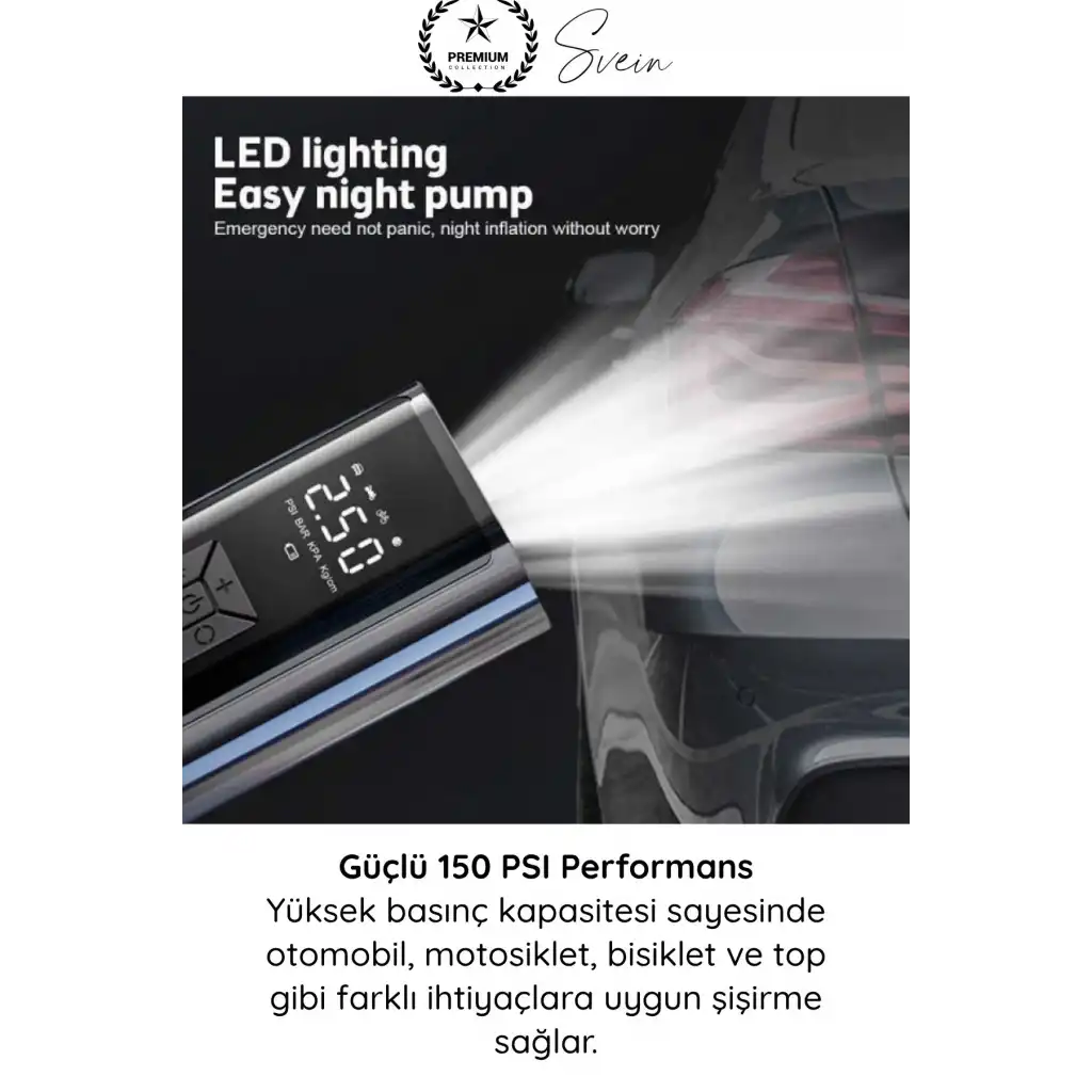 #HavaKompresör Dual Mod 150 PSI Led Powerbank Dijital Ekranlı Şarjlı Taşınabilir Araç Hava Kompresörü Lastik Şişirme Kablosuz Güçlü Basınç Ölçer Otomatik Kapanma Acil Durum Pompası Çok Amaçlı