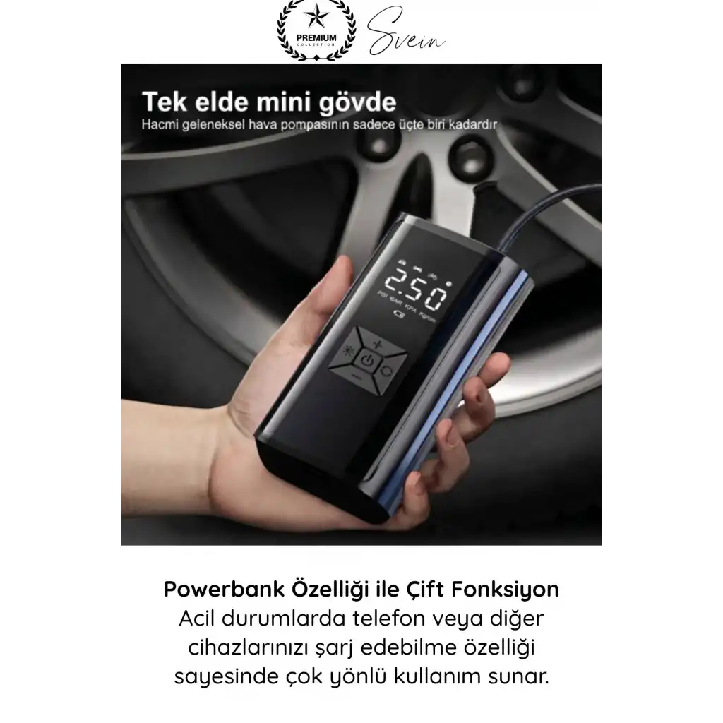 #HavaKompresör Dual Mod 150 PSI Led Powerbank Dijital Ekranlı Şarjlı Taşınabilir Araç Hava Kompresörü Lastik Şişirme Kablosuz Güçlü Basınç Ölçer Otomatik Kapanma Acil Durum Pompası Çok Amaçlı