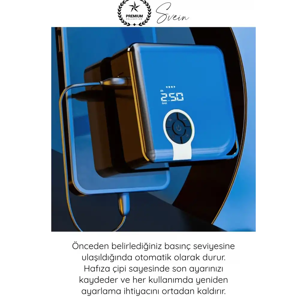 #Kompresör Taşınabilir Şarjlı Powerbank Hava Kompresörü Dijital Ekranlı Kablosuz Lastik Şişirme Otomatik Durma Akıllı Hafıza 4000mAh Basınç Ölçer Araç Motosiklet Bisiklet Top Pompası