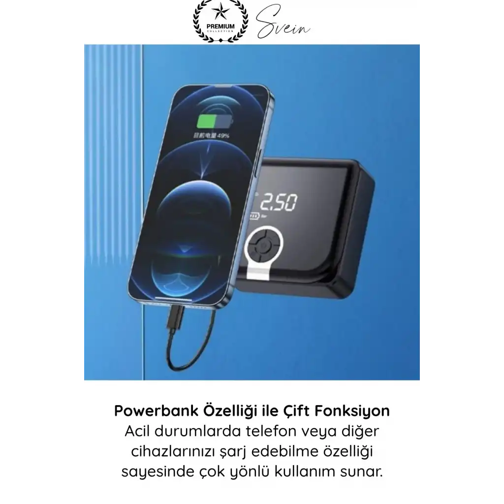 #Kompresör Taşınabilir Şarjlı Powerbank Hava Kompresörü Dijital Ekranlı Kablosuz Lastik Şişirme Otomatik Durma Akıllı Hafıza 4000mAh Basınç Ölçer Araç Motosiklet Bisiklet Top Pompası