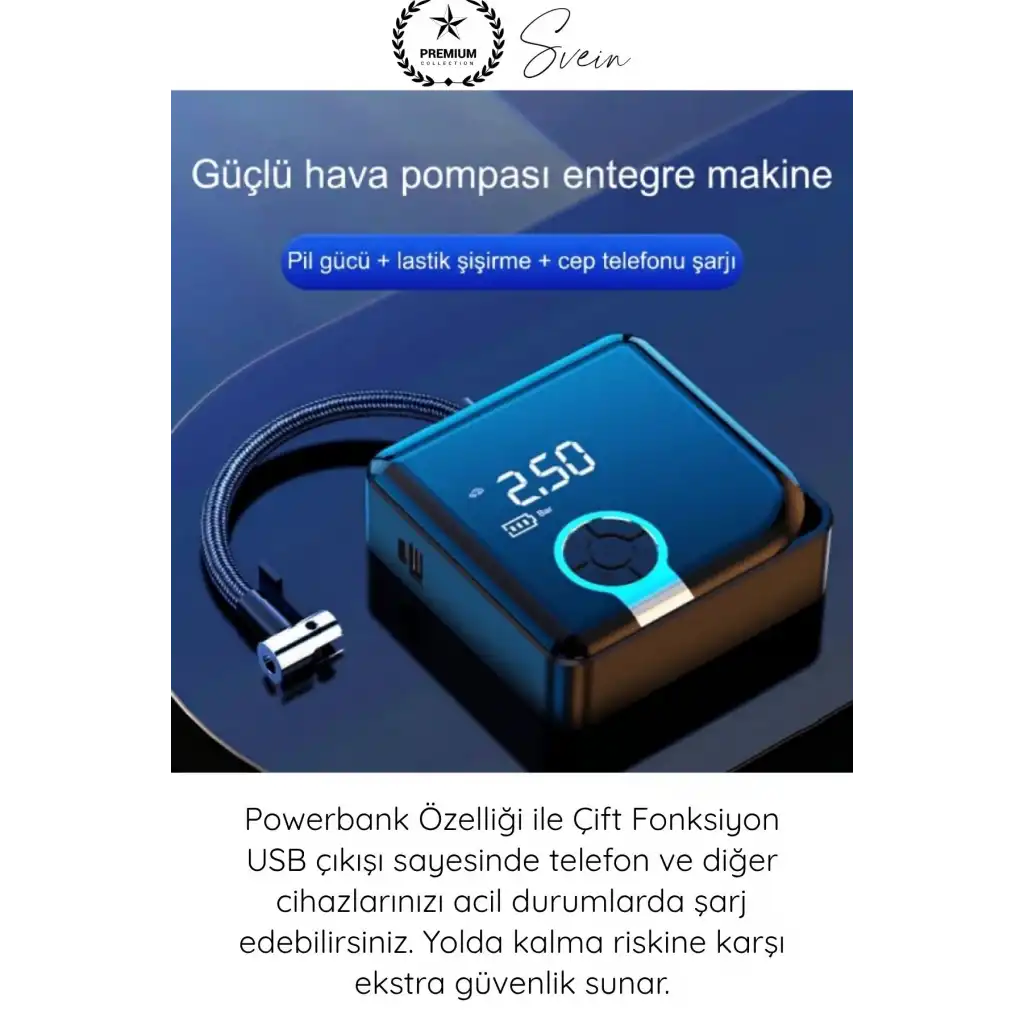 #Kompresör Taşınabilir Şarjlı Powerbank Hava Kompresörü Dijital Ekranlı Kablosuz Lastik Şişirme Otomatik Durma Akıllı Hafıza 4000mAh Basınç Ölçer Araç Motosiklet Bisiklet Top Pompası