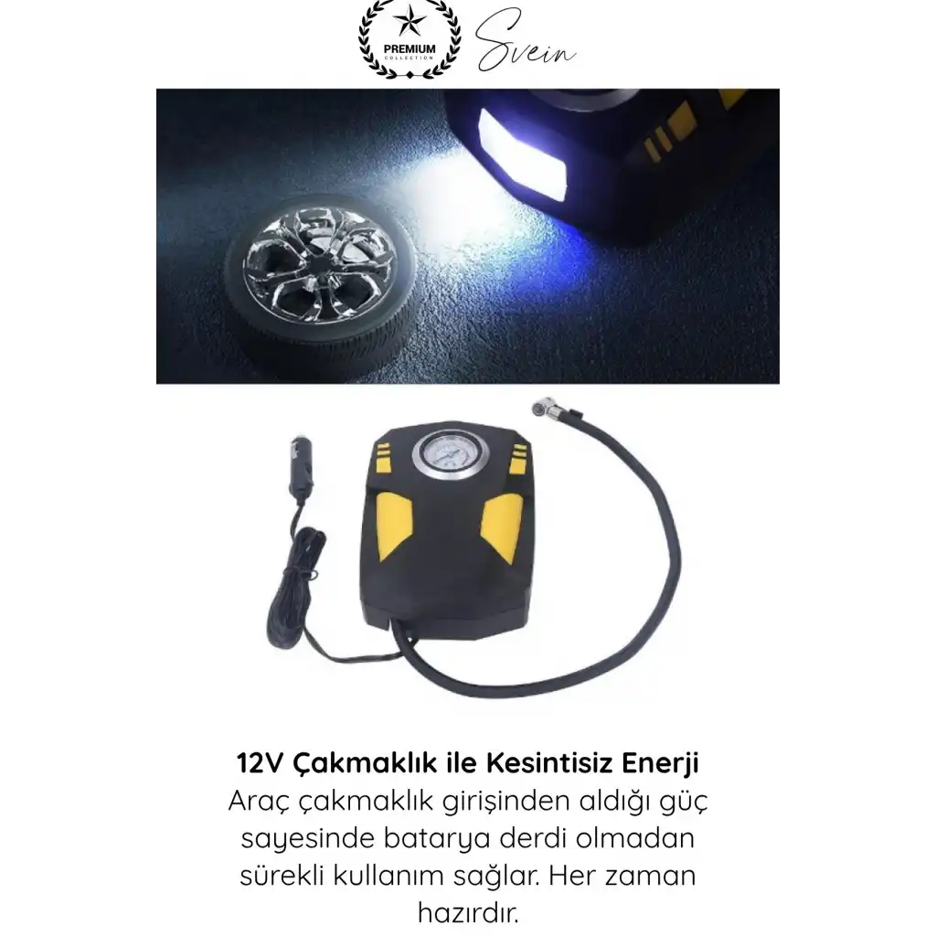 #Kompresör Profesyonel Analog Göstergeli Hava Kompresörü 12V Araç Çakmaklık Lastik Şişirme Güçlü Motor Hızlı Basınç Ölçer LED Aydınlatma Uzun Kablo Oto Motosiklet Bisiklet Top Şişirme Pompası
