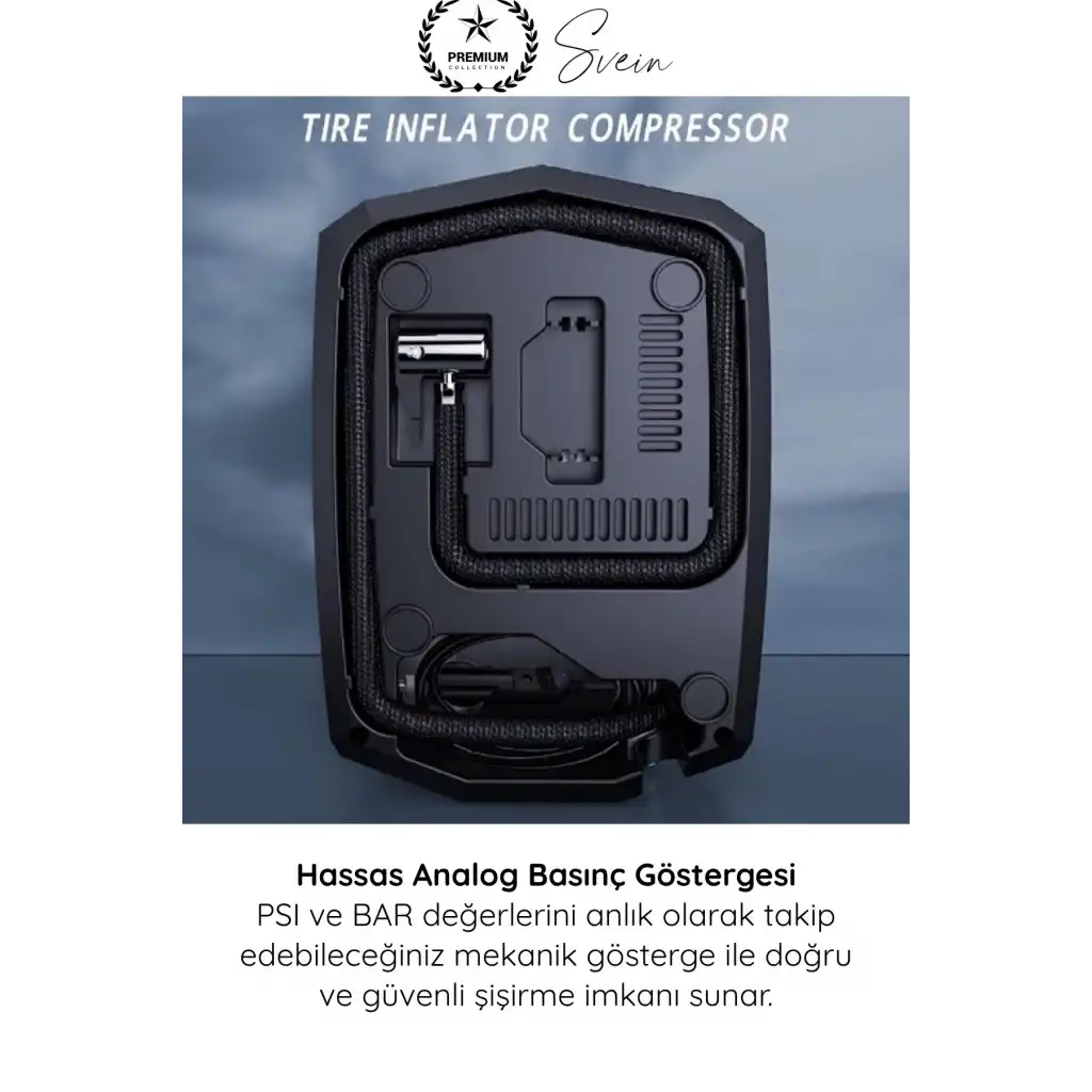 #Kompresör Profesyonel Analog Göstergeli Hava Kompresörü 12V Araç Çakmaklık Lastik Şişirme Güçlü Motor Hızlı Basınç Ölçer LED Aydınlatma Uzun Kablo Oto Motosiklet Bisiklet Top Şişirme Pompası