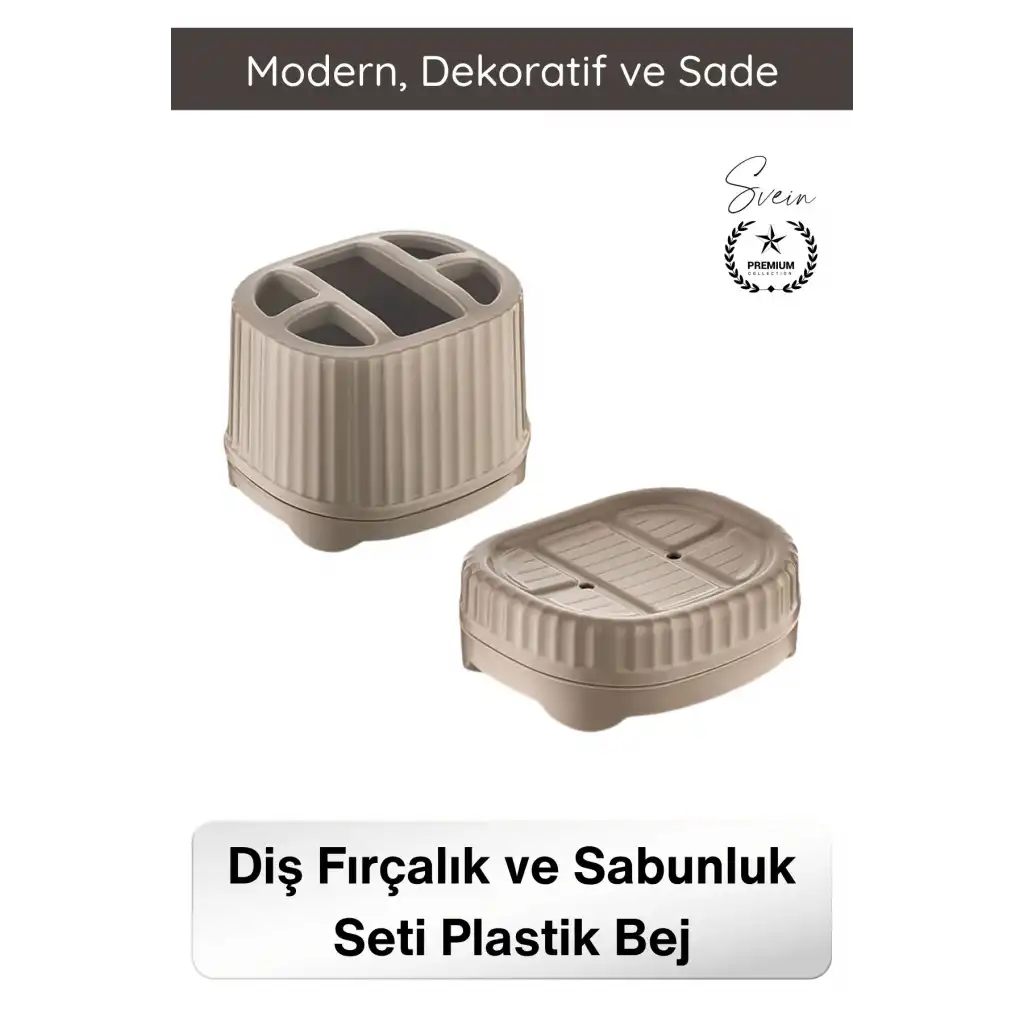 #BanyoSeti Setüstü Diş Fırçalık Sabunluk Plastik Bej Banyo Düzenleyici Organizer Diş Macunluk Aksesuar Seti Modern Minimal Lavabo Üstü Dekoratif Hijyenik Dayanıklı Pratik Çok Amaçlı Banyo Seti