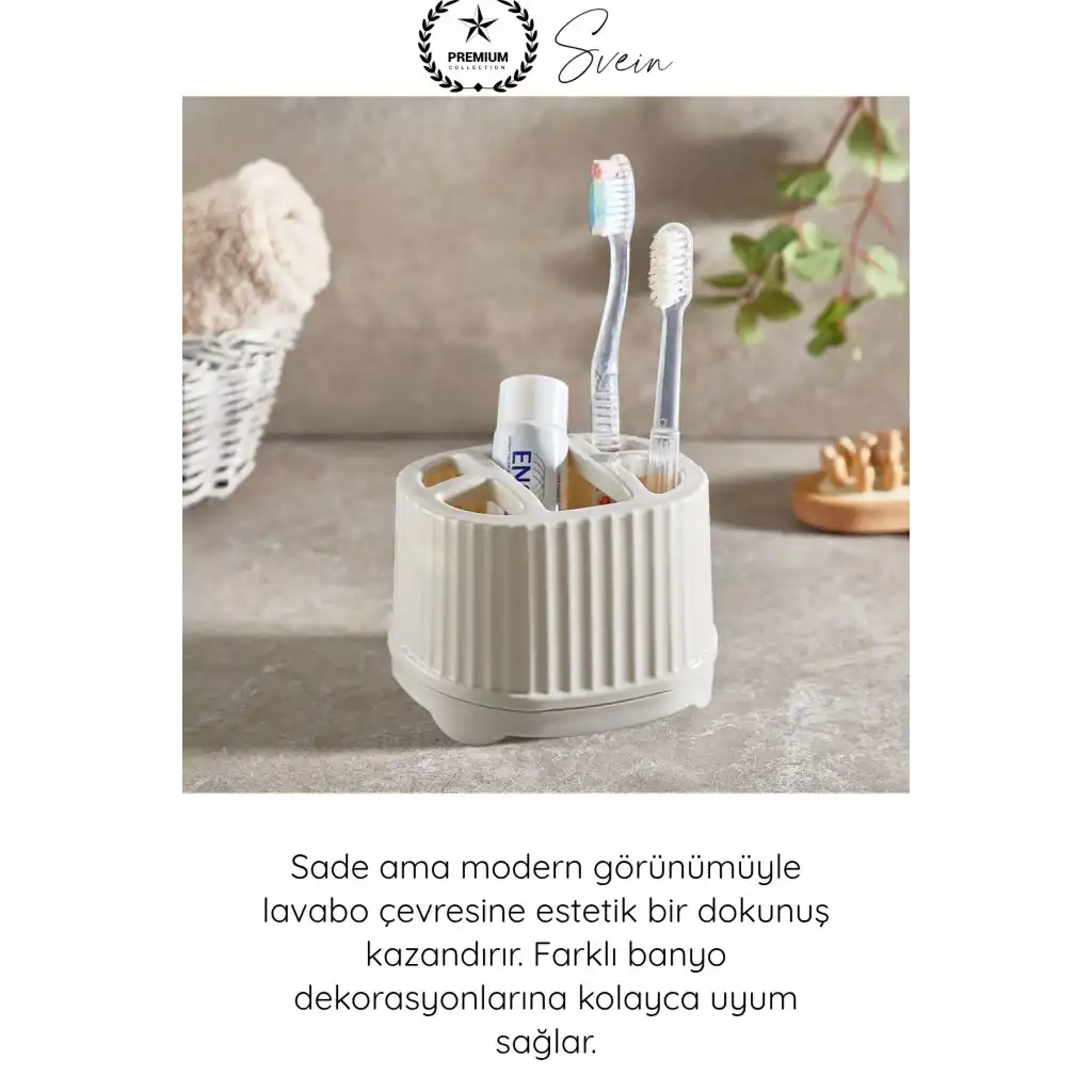 #BanyoSeti Setüstü Diş Fırçalık Sabunluk Plastik Bej Banyo Düzenleyici Organizer Diş Macunluk Aksesuar Seti Modern Minimal Lavabo Üstü Dekoratif Hijyenik Dayanıklı Pratik Çok Amaçlı Banyo Seti