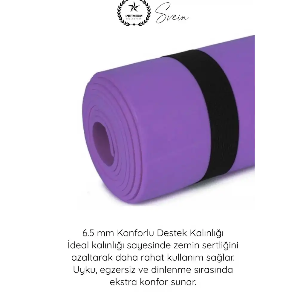 #Mat Taşıma Askılı Su Geçirmez Çift Taraflı Kaymaz Kamp Minderi 6.5mm Lila Çadır Uyku Matı Pilates Yoga Fitness Egzersiz Matı Antibakteriyel Katlanabilir Hafif Outdoor Spor Yer Minderi