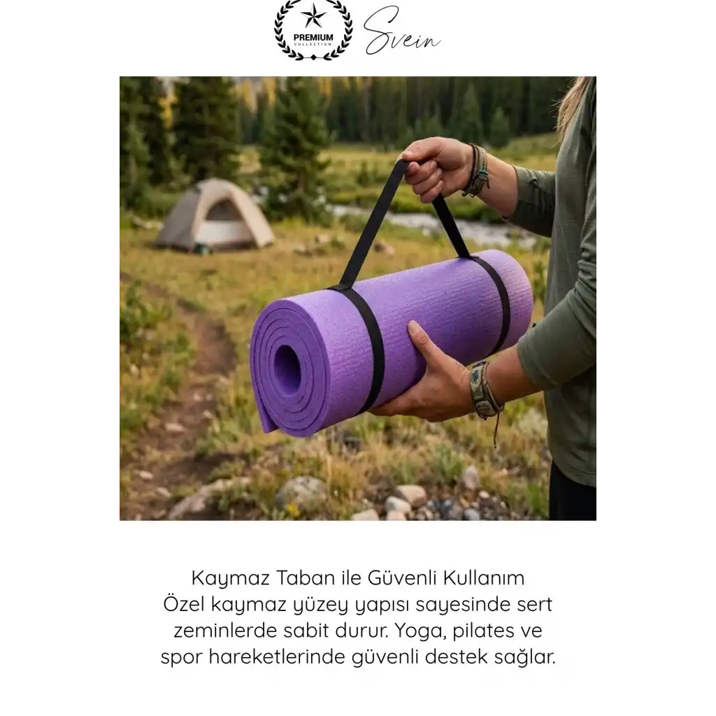 #Mat Taşıma Askılı Su Geçirmez Çift Taraflı Kaymaz Kamp Minderi 6.5mm Lila Çadır Uyku Matı Pilates Yoga Fitness Egzersiz Matı Antibakteriyel Katlanabilir Hafif Outdoor Spor Yer Minderi