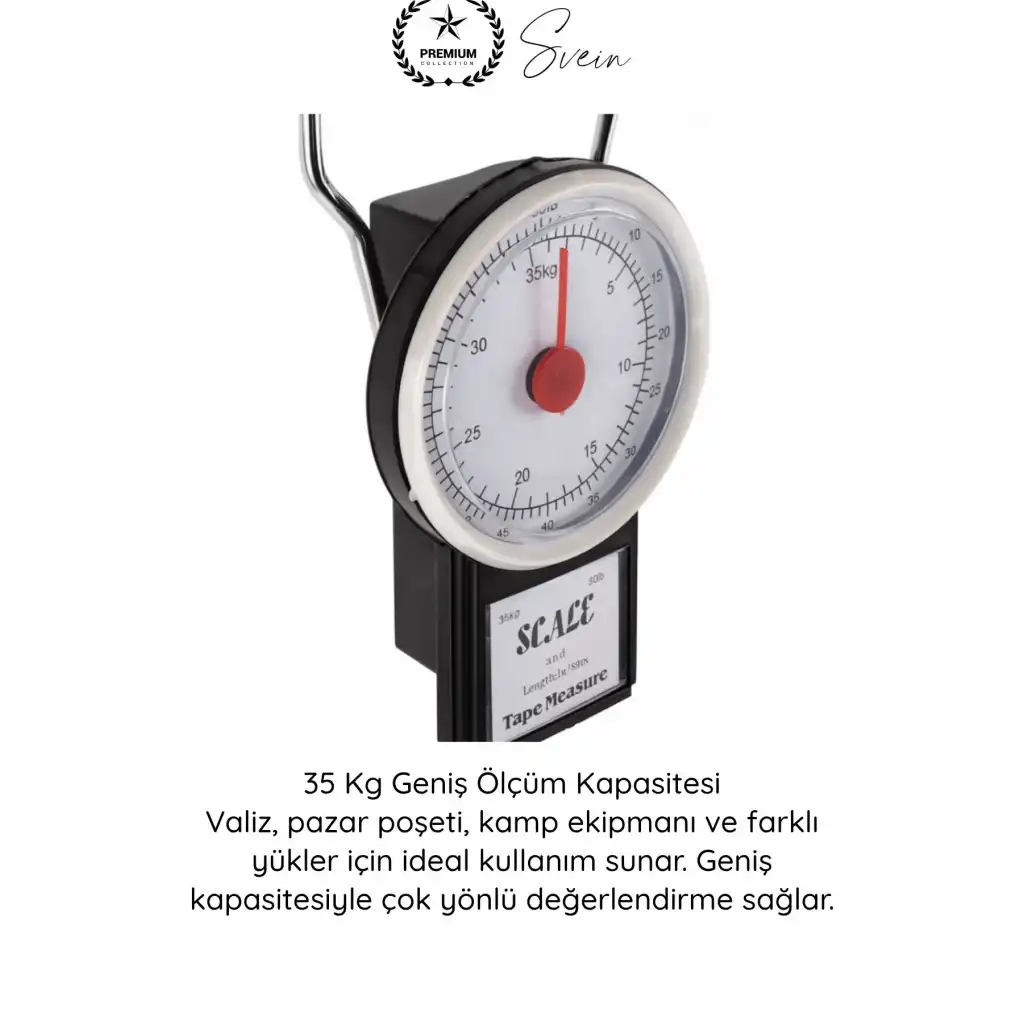 #Tartı Hassas Kancalı Valiz Kantarı Pazar Tartısı 35 Kg Yaylı İbreli El Tartısı Metreli Mekanik Bagaj Terazisi Paslanmaz Kancalı Taşınabilir Ağırlık Ölçer Kamp Balıkçı Seyahat Ölçüm Aparatı