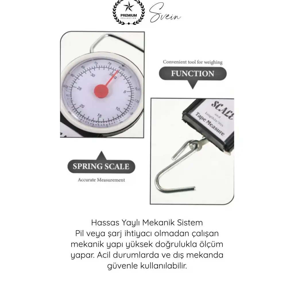 #Tartı Hassas Kancalı Valiz Kantarı Pazar Tartısı 35 Kg Yaylı İbreli El Tartısı Metreli Mekanik Bagaj Terazisi Paslanmaz Kancalı Taşınabilir Ağırlık Ölçer Kamp Balıkçı Seyahat Ölçüm Aparatı