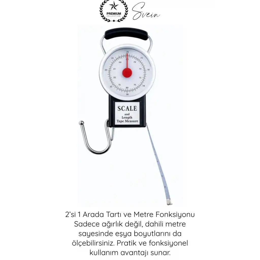 #Tartı Hassas Kancalı Valiz Kantarı Pazar Tartısı 35 Kg Yaylı İbreli El Tartısı Metreli Mekanik Bagaj Terazisi Paslanmaz Kancalı Taşınabilir Ağırlık Ölçer Kamp Balıkçı Seyahat Ölçüm Aparatı