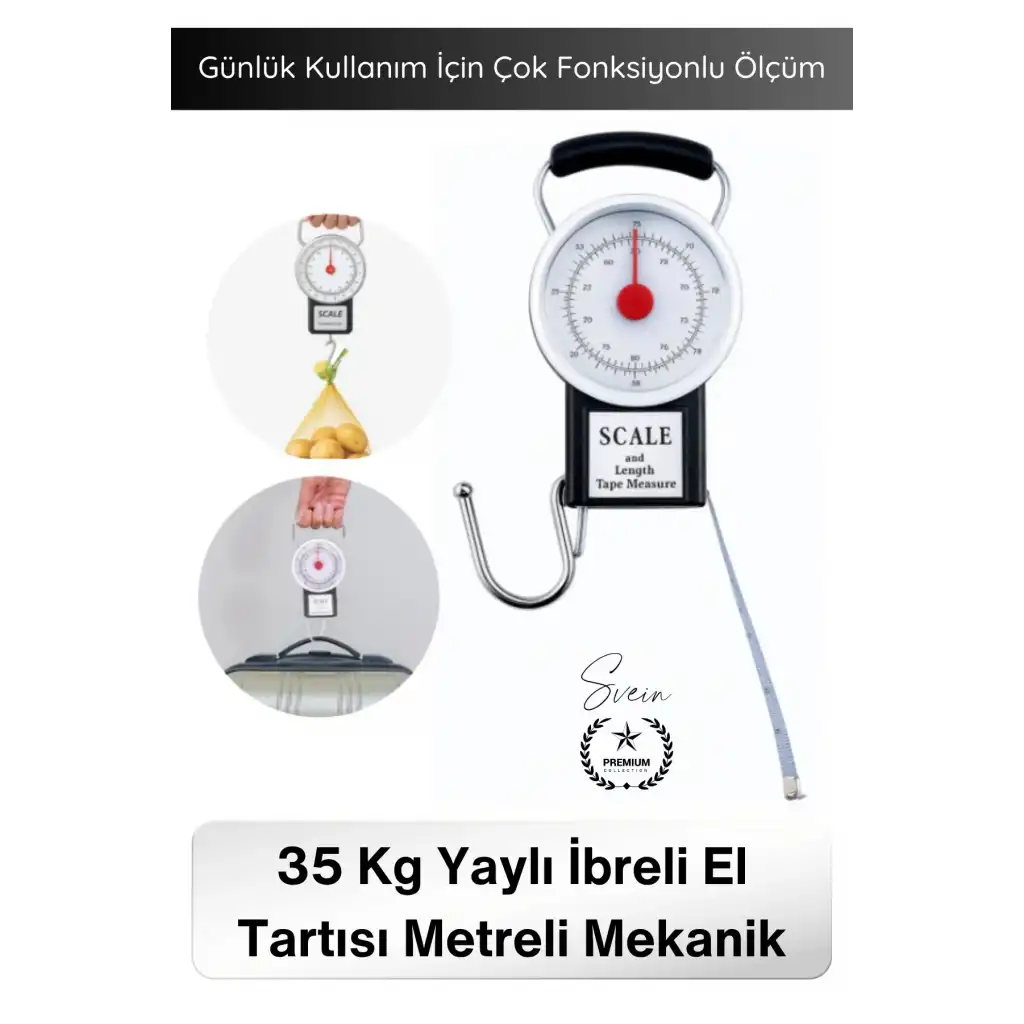 #Tartı Hassas Kancalı Valiz Kantarı Pazar Tartısı 35 Kg Yaylı İbreli El Tartısı Metreli Mekanik Bagaj Terazisi Paslanmaz Kancalı Taşınabilir Ağırlık Ölçer Kamp Balıkçı Seyahat Ölçüm Aparatı