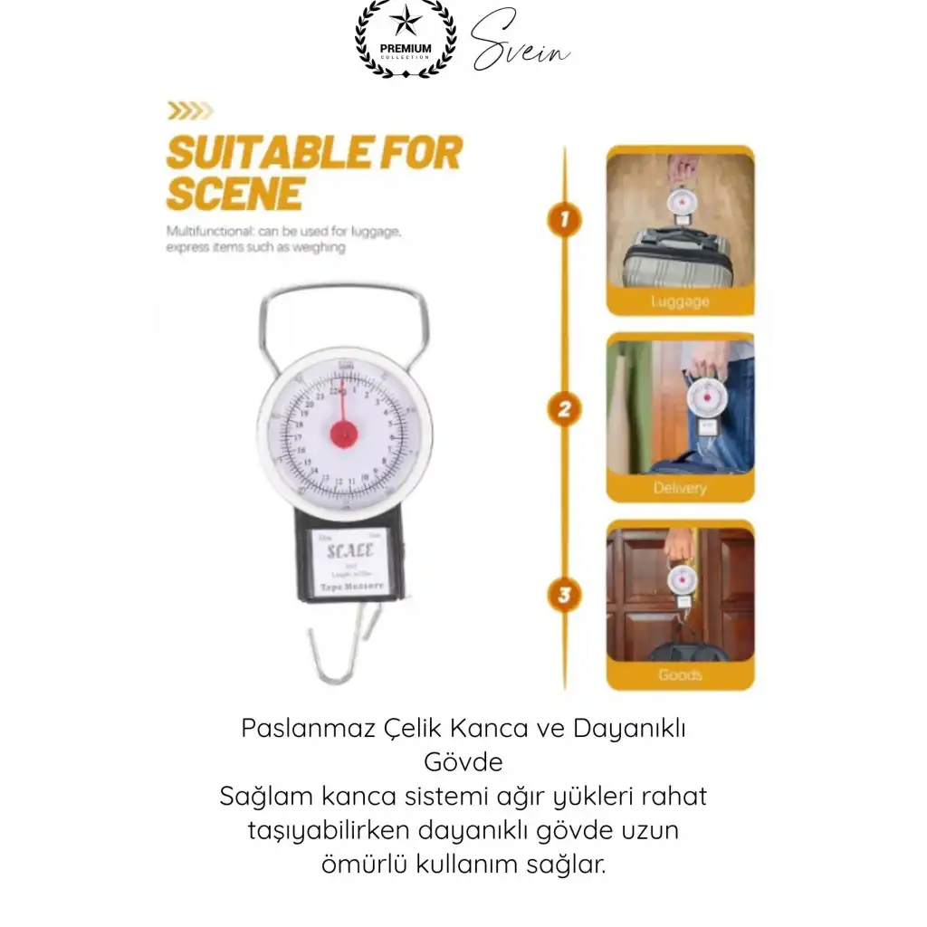 #Tartı Hassas Kancalı Valiz Kantarı Pazar Tartısı 35 Kg Yaylı İbreli El Tartısı Metreli Mekanik Bagaj Terazisi Paslanmaz Kancalı Taşınabilir Ağırlık Ölçer Kamp Balıkçı Seyahat Ölçüm Aparatı