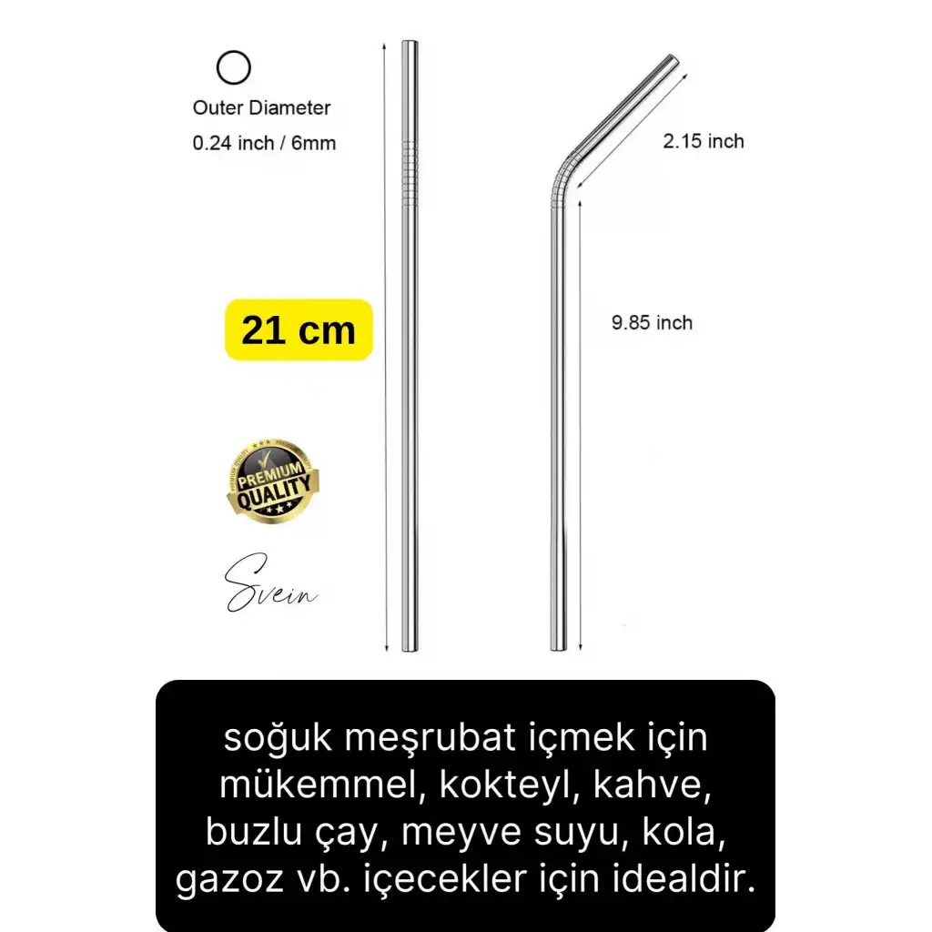 4 Adet Paslanmaz Çelik Pipet Yeniden Kullanılabilir Metal Temizleme Fırçası Meşrubat İçecek