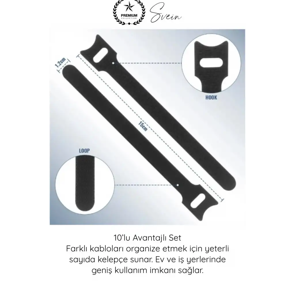 #Düzenleyici Organizer Naylon Siyah Çok Amaçlı Kablo Düzenleyici Cırt Cırtlı Kelepçe Seti 10 Adet 15cm Hook Loop Tekrar Kullanılabilir Kablo Toplayıcı Ev Ofis Atölye Masaüstü Düzenleme Aparatı