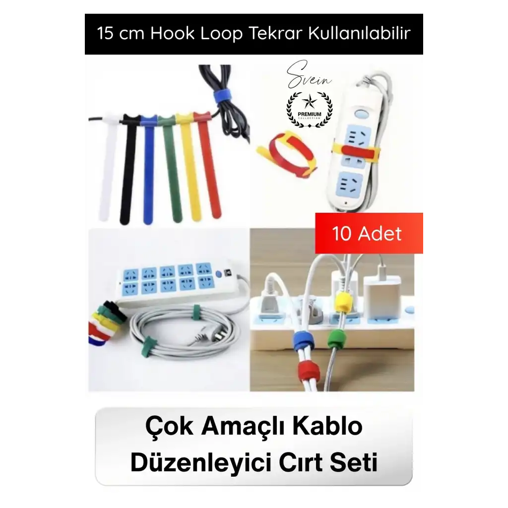 #Düzenleyici Organizer Naylon Siyah Çok Amaçlı Kablo Düzenleyici Cırt Cırtlı Kelepçe Seti 10 Adet 15cm Hook Loop Tekrar Kullanılabilir Kablo Toplayıcı Ev Ofis Atölye Masaüstü Düzenleme Aparatı