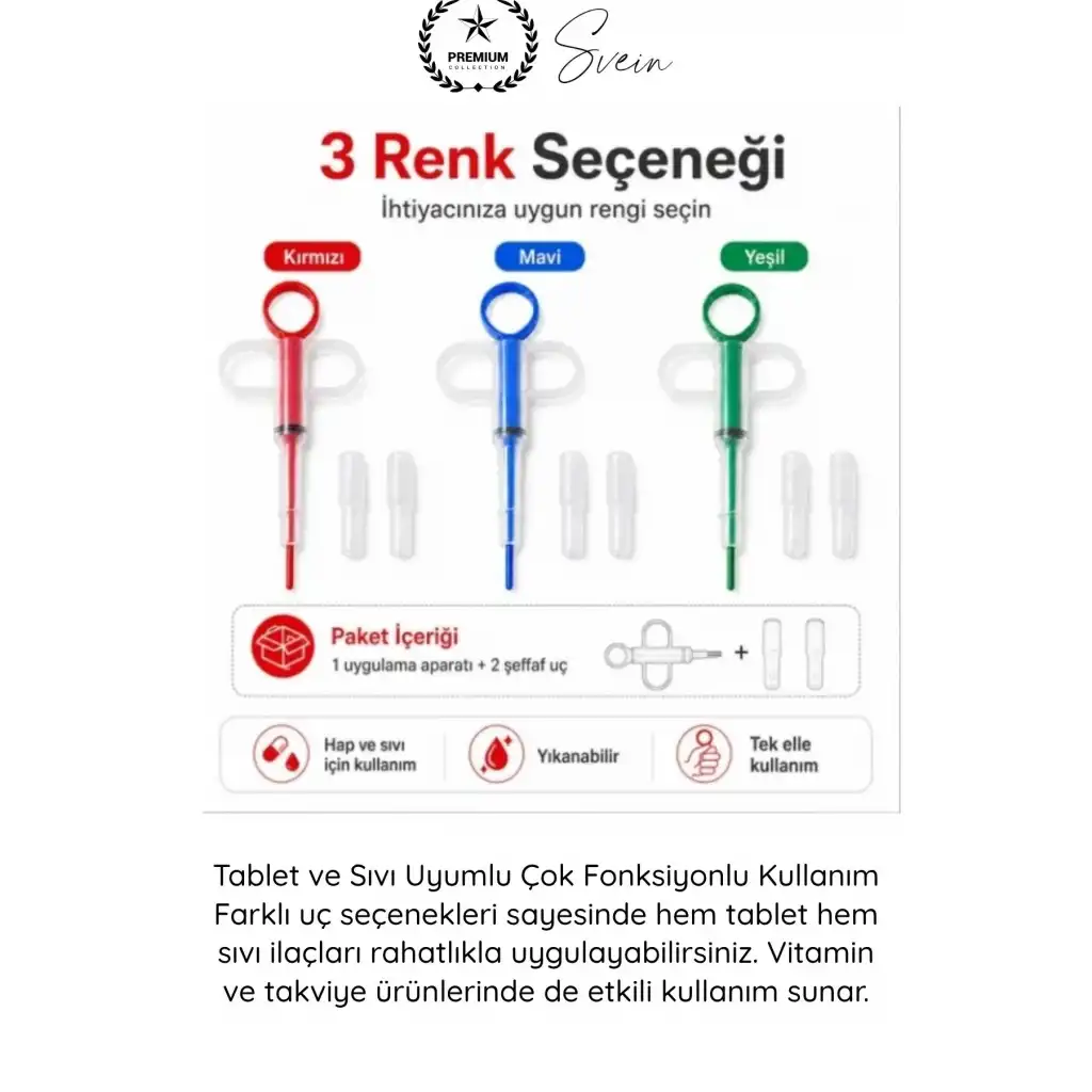 #EvcilHayvan Petshop Kedi Köpek Tablet Şırınga Hap Yutturma Aparatı Evcil Hayvan İlaç Verme Enjektörü Ergonomik Sıvı Tablet Uyumlu Yavru Yetişkin Kullanım Veteriner Yardımcı Bakım Aleti
