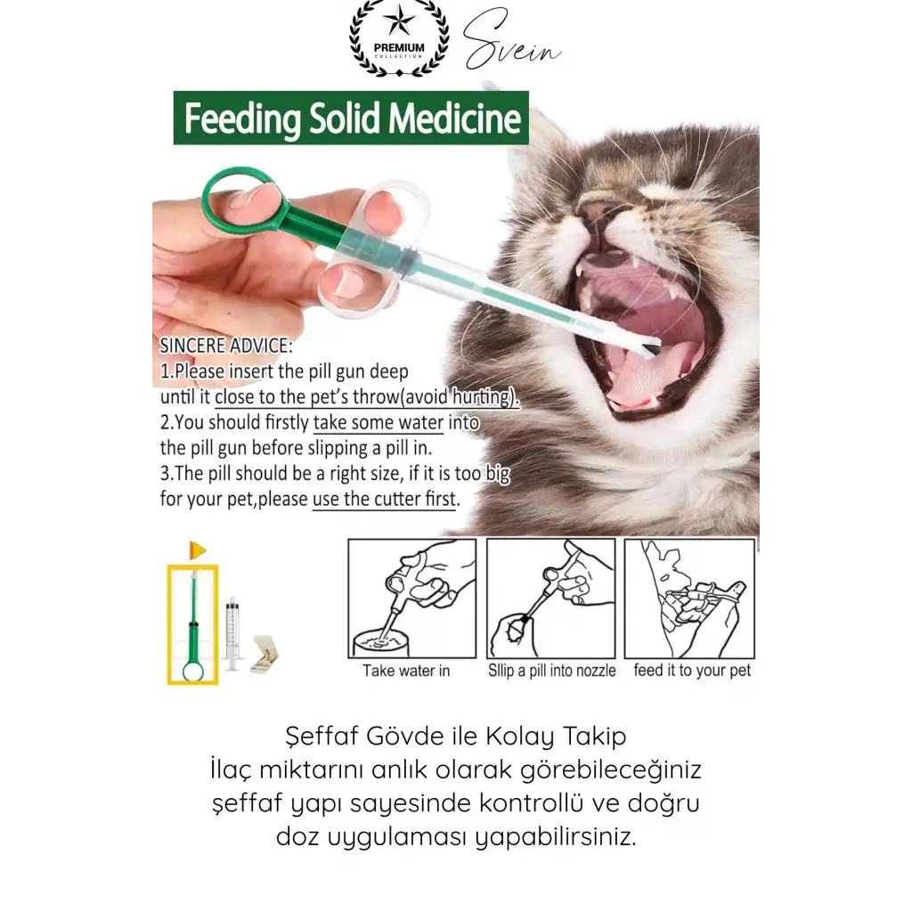 #EvcilHayvan Petshop Kedi Köpek Tablet Şırınga Hap Yutturma Aparatı Evcil Hayvan İlaç Verme Enjektörü Ergonomik Sıvı Tablet Uyumlu Yavru Yetişkin Kullanım Veteriner Yardımcı Bakım Aleti