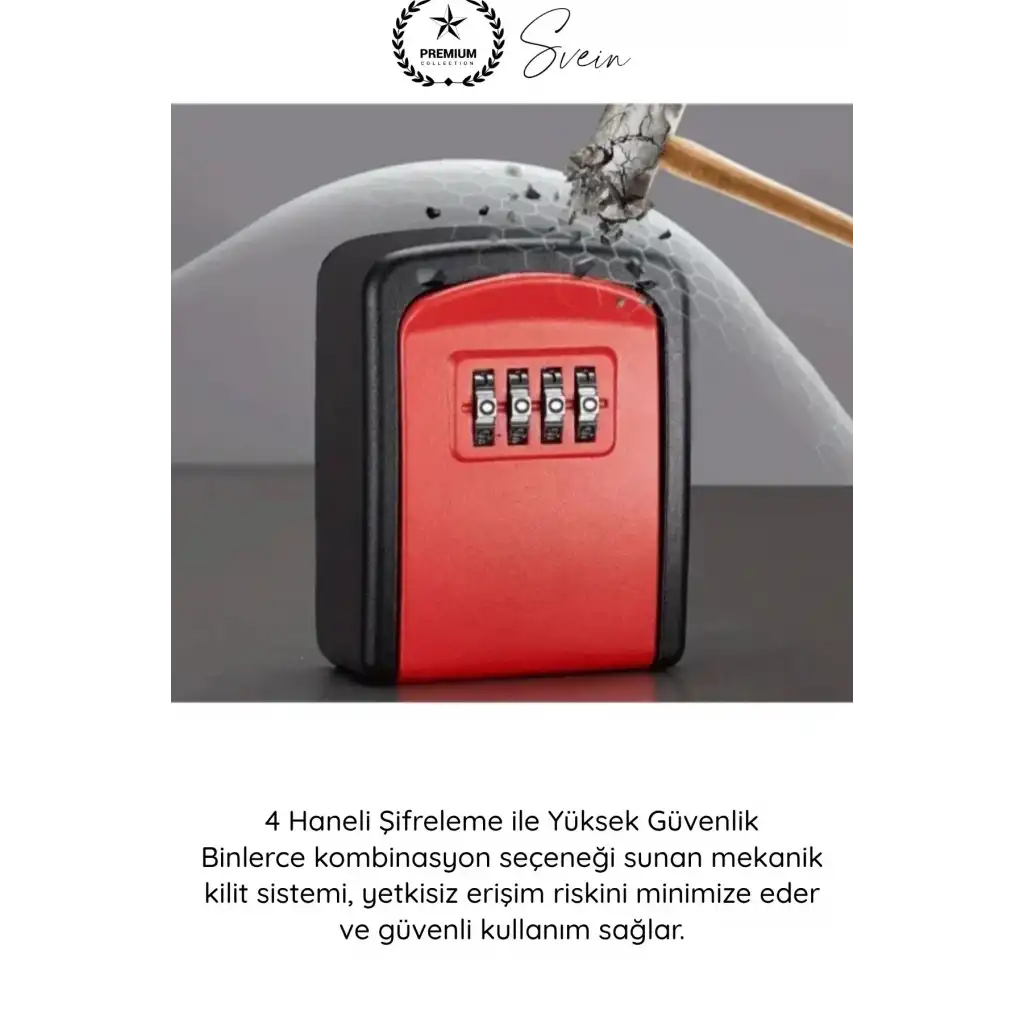 #Kasa Kasa Dış Mekan Şifreli Anahtar Saklama Güvenlik Kutusu Kırmızı Dayanıklı Kilitli Key Lock Box Airbnb Ofis Bahçe Duvar Montajlı 4 Haneli Kombinasyon Eşya Saklama Kasası Kart Özel Eşya Paslanmaz
