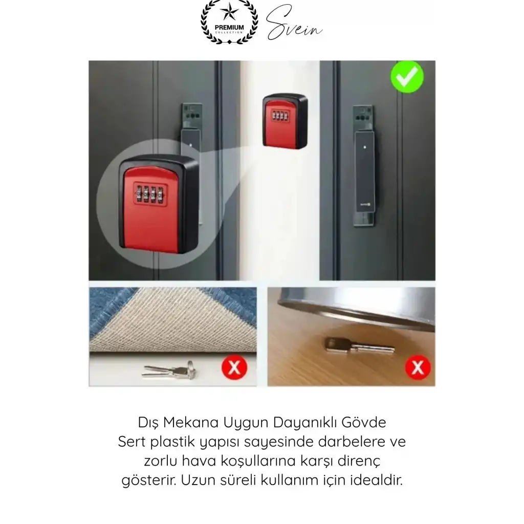 #Kasa Kasa Dış Mekan Şifreli Anahtar Saklama Güvenlik Kutusu Kırmızı Dayanıklı Kilitli Key Lock Box Airbnb Ofis Bahçe Duvar Montajlı 4 Haneli Kombinasyon Eşya Saklama Kasası Kart Özel Eşya Paslanmaz