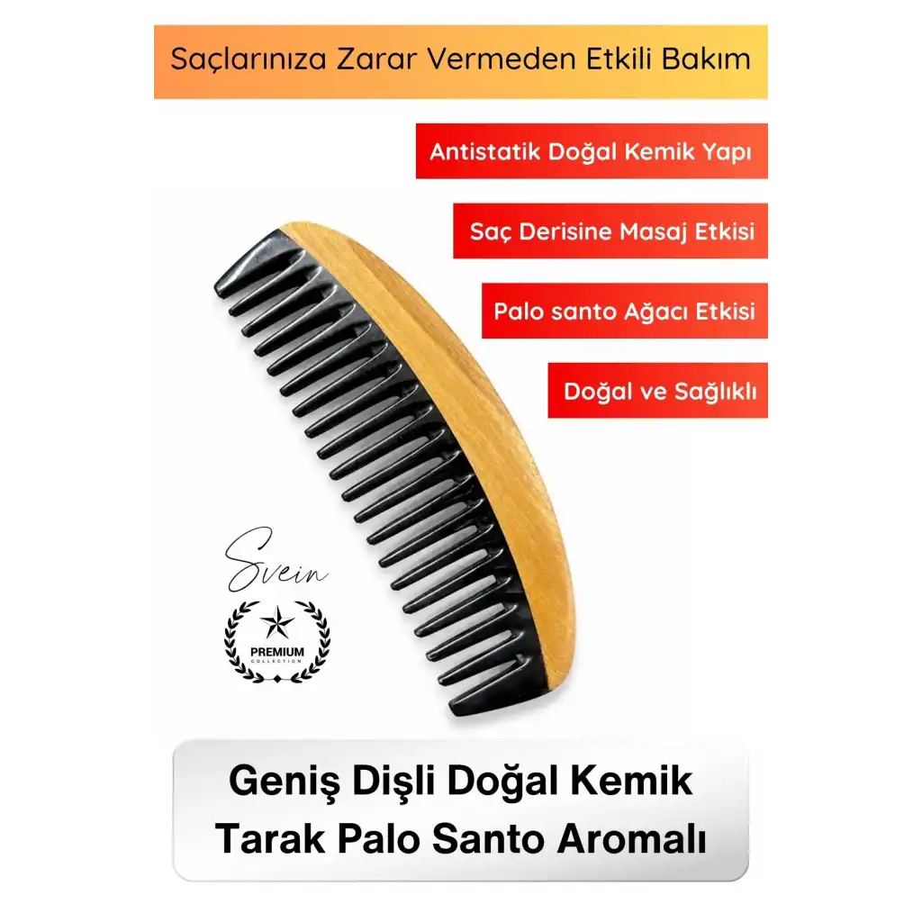#Tarak El Yapımı Geniş Dişli Doğal Kemik Tarak Palo Santo Aromalı Antistatik Saç Bakım Tarağı Kıvırcık Dalgalı Saç Düğüm Açıcı Masaj Etkili Kompakt Sapsız Sağlıklı Parlak Görünüm