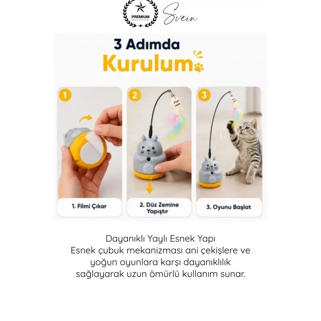 #KediOyuncağı İnteraktif 360 Dönen Yapışkanlı Kedi Oyuncağı Peluş Balıklı Yaylı Olta Eğitici Hareketli Kedi Aktivite Oyuncağı Avcılık Egzersiz Aparatı Yapışkan Tabanlı Dayanıklı Pet Oyuncağı