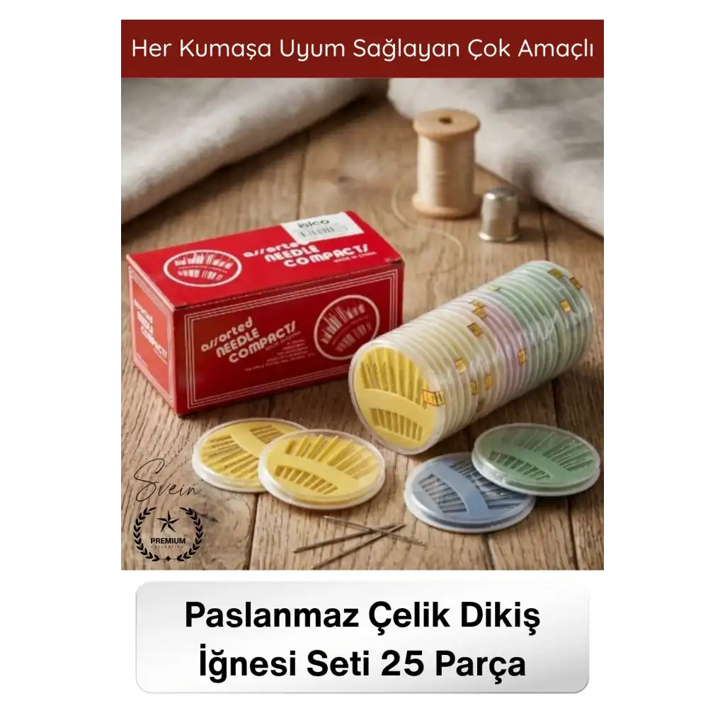 #Dikiş Paslanmaz Çelik Dikiş İğnesi Seti 25 Parça Profesyonel Terzi Nakış Hobi El Dikiş Kiti Kumaş Tamir Aksesuarı Çok Boyutlu Dayanıklı Saklama Kutulu Hassas Dikiş Malzemesi