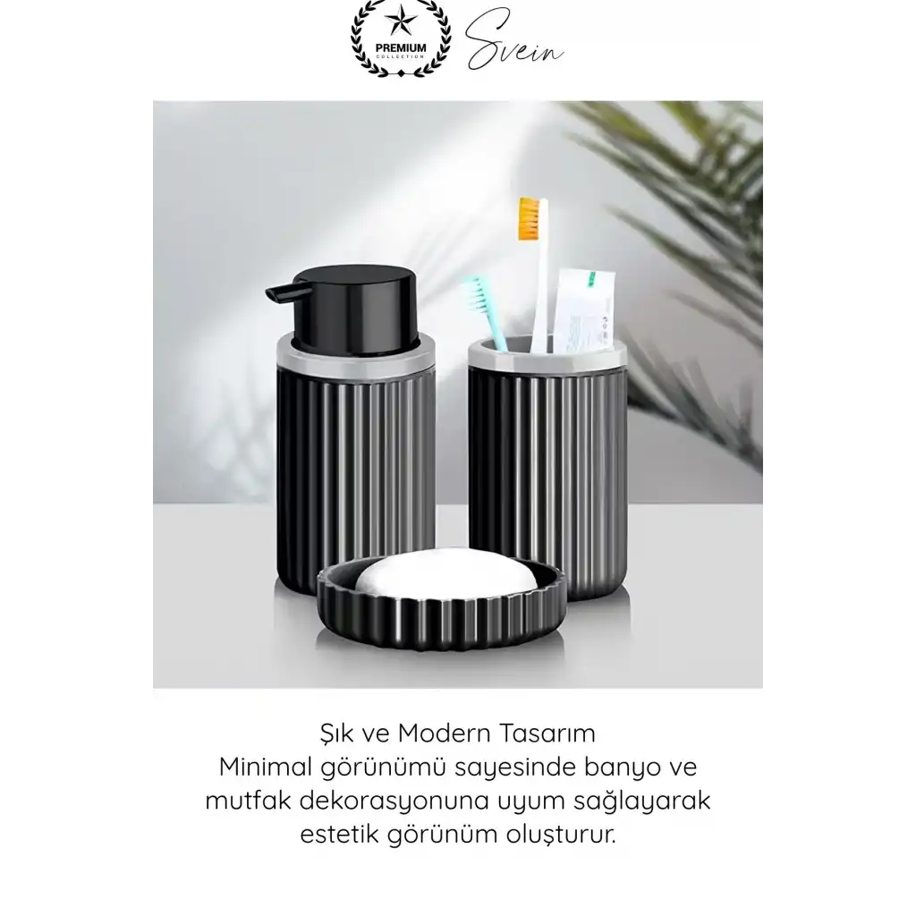 #Sabunluk Plastik Banyo Seti 3’lü Diş Fırçalık Sıvı Sabunluk Katı Sabunluk Modern Düzenleyici Şık Dayanıklı Pompalı Banyo Aksesuarı Mutfak Kullanımına Uygun Dekoratif Organizer Set
