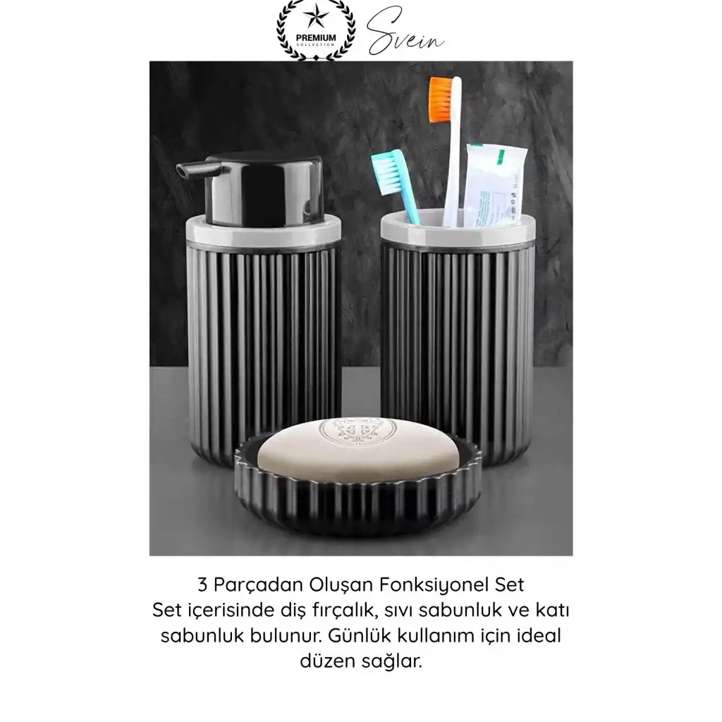 #Sabunluk Plastik Banyo Seti 3’lü Diş Fırçalık Sıvı Sabunluk Katı Sabunluk Modern Düzenleyici Şık Dayanıklı Pompalı Banyo Aksesuarı Mutfak Kullanımına Uygun Dekoratif Organizer Set