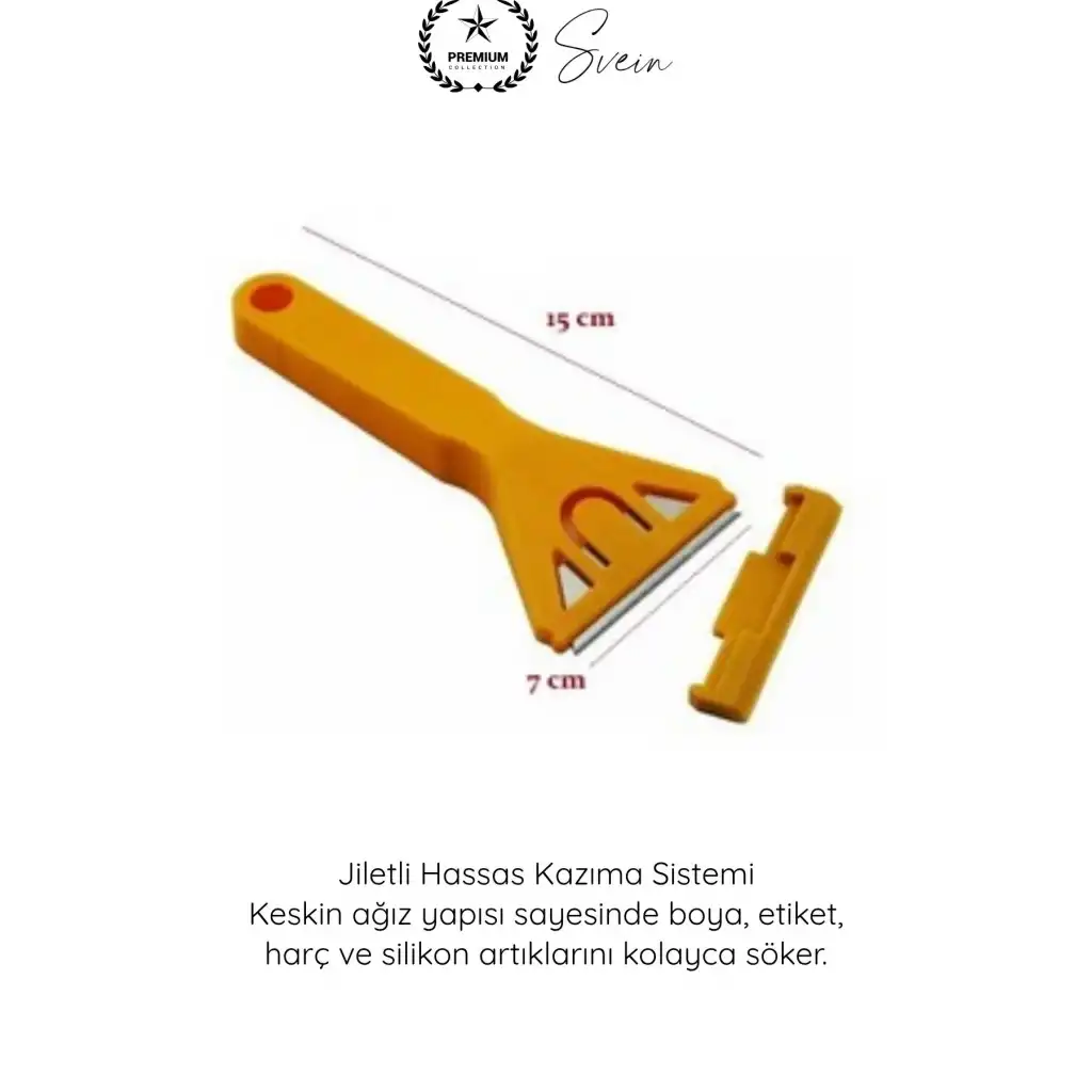 #Kazıyıcı Profesyonel Boya Kazıyıcı Spatula Cam Kazıma Aparatı Yüzey Temizleme Bıçağı Paslanmaz Çelik Jiletli Etiket Harç Silikon Sökücü Ergonomik Saplı Endüstriyel Temizlik Aleti 1 Adet
