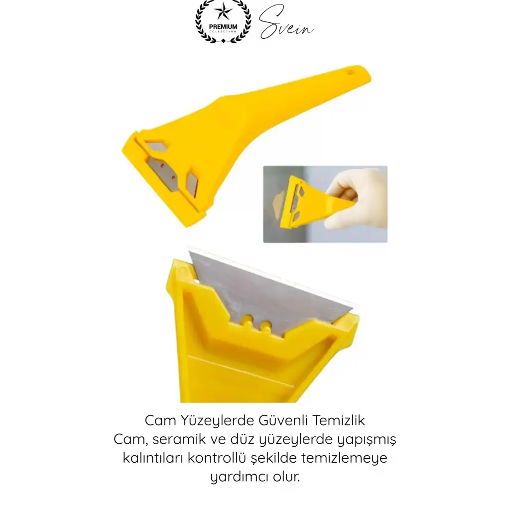 #Kazıyıcı Profesyonel Boya Kazıyıcı Spatula Cam Kazıma Aparatı Yüzey Temizleme Bıçağı Paslanmaz Çelik Jiletli Etiket Harç Silikon Sökücü Ergonomik Saplı Endüstriyel Temizlik Aleti 1 Adet