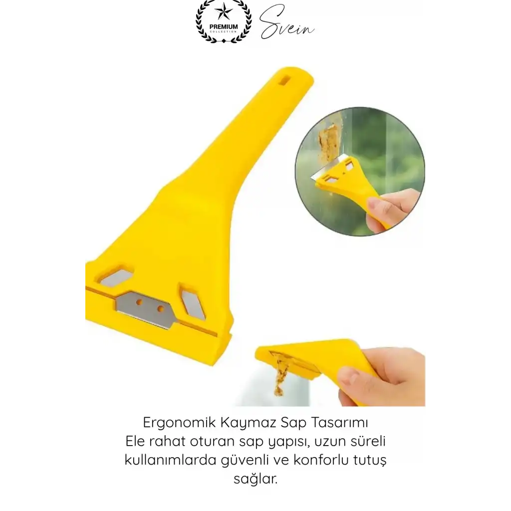 #Kazıyıcı Profesyonel Boya Kazıyıcı Spatula Cam Kazıma Aparatı Yüzey Temizleme Bıçağı Paslanmaz Çelik Jiletli Etiket Harç Silikon Sökücü Ergonomik Saplı Endüstriyel Temizlik Aleti 1 Adet