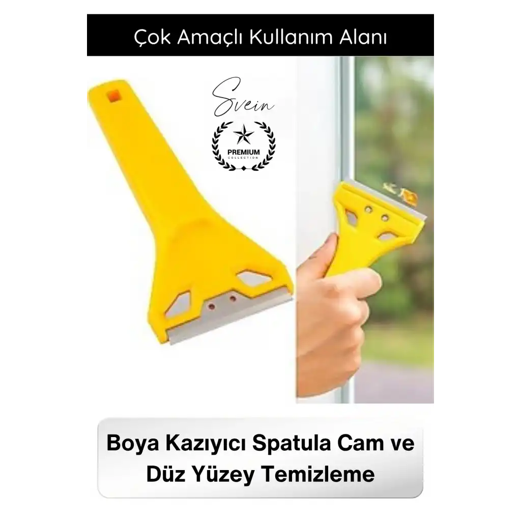 #Kazıyıcı Profesyonel Boya Kazıyıcı Spatula Cam Kazıma Aparatı Yüzey Temizleme Bıçağı Paslanmaz Çelik Jiletli Etiket Harç Silikon Sökücü Ergonomik Saplı Endüstriyel Temizlik Aleti 1 Adet