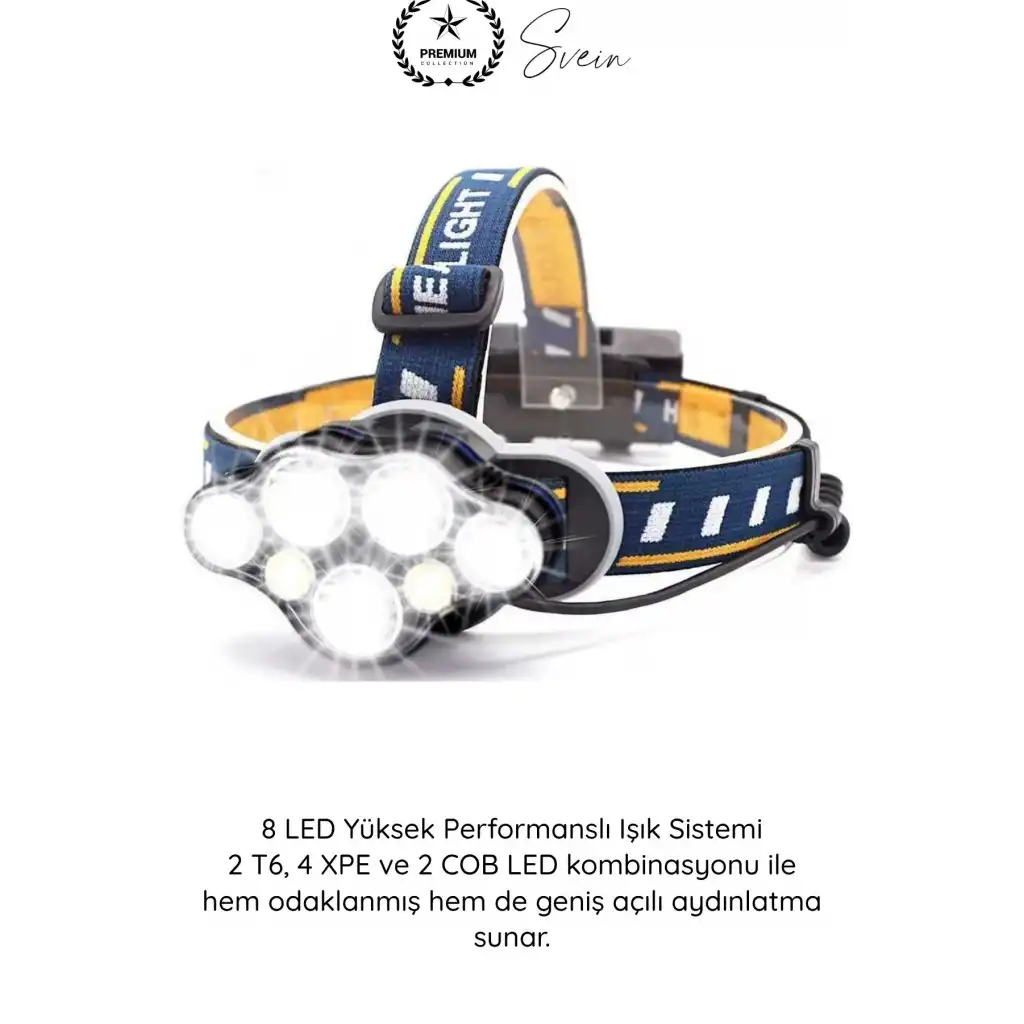 #KafaLambası USB Şarjlı Kafa Lambası 8 LED 8 Modlu 6000 Lümen Su Geçirmez Profesyonel Kafa Feneri COB T6 XPE Sensörsüz Kamp Balıkçılık Avcılık Koşu Tamir Outdoor Işıldak