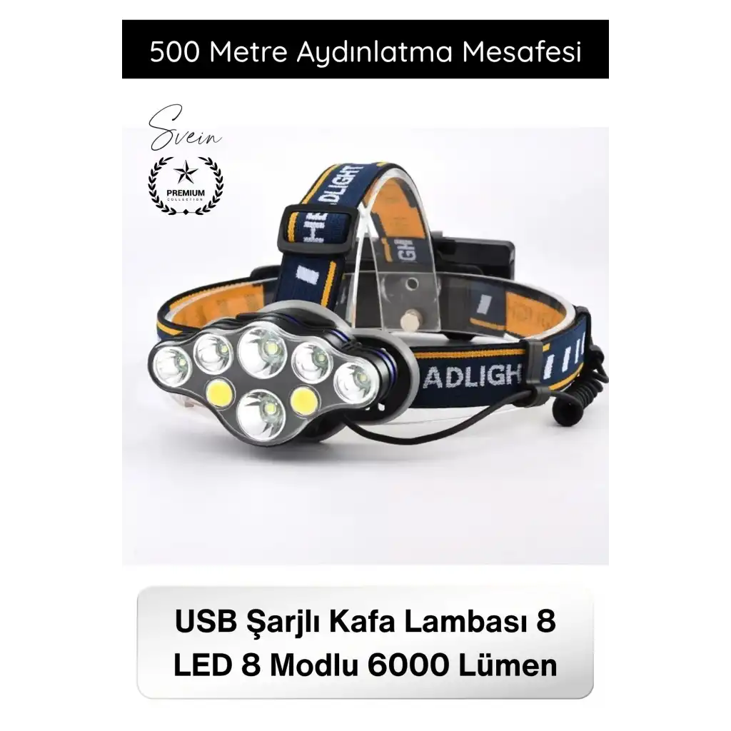 #KafaLambası USB Şarjlı Kafa Lambası 8 LED 8 Modlu 6000 Lümen Su Geçirmez Profesyonel Kafa Feneri COB T6 XPE Sensörsüz Kamp Balıkçılık Avcılık Koşu Tamir Outdoor Işıldak