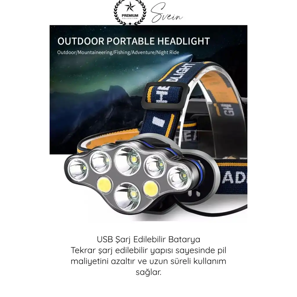 #KafaLambası USB Şarjlı Kafa Lambası 8 LED 8 Modlu 6000 Lümen Su Geçirmez Profesyonel Kafa Feneri COB T6 XPE Sensörsüz Kamp Balıkçılık Avcılık Koşu Tamir Outdoor Işıldak